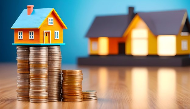 A model house on coins.